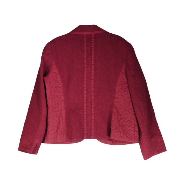 Coldwater Creek Jacket Blazer Womens Size 16 Dark Red Mixed Media Zip Pockets - Picture 7 of 9